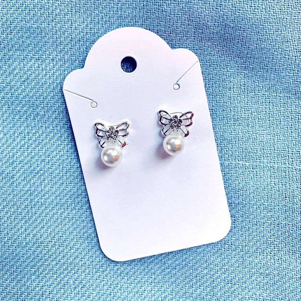 Sweet Rhinestone and Faux Pearl Drop Earrings